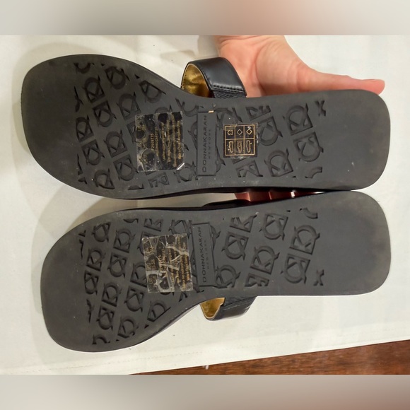 Donna Karan Black Sandals with Gold Accents - Picture 3 of 3
